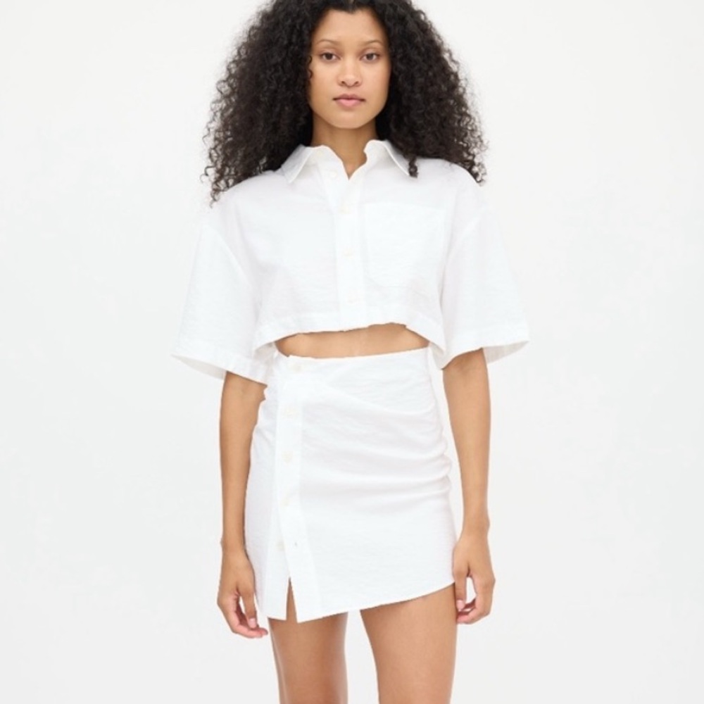 NWT Jacquemus La Robe Arles Poplin White Short Sleeve Button Shirt Mini Dress - Picture 8 of 13